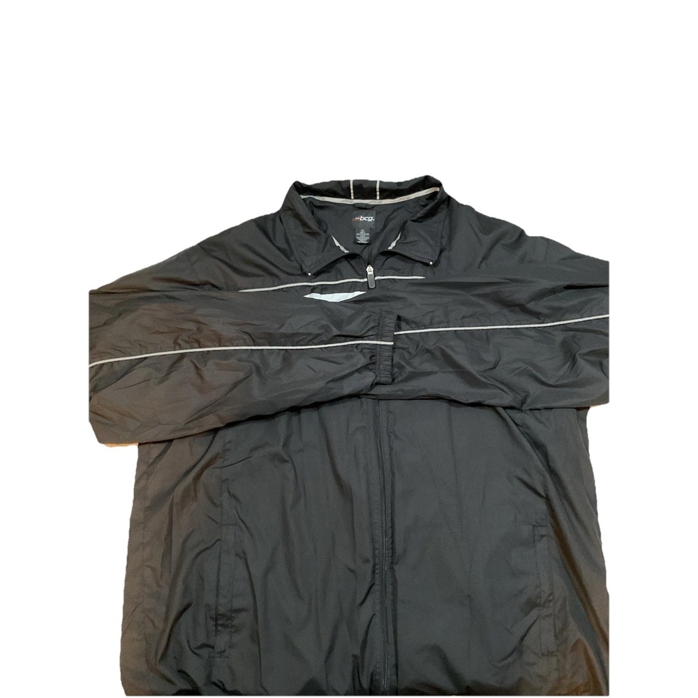 BCG Windbreaker Jacket Men's 2XL Softshell Full Zip Black Color Lined R8‎
